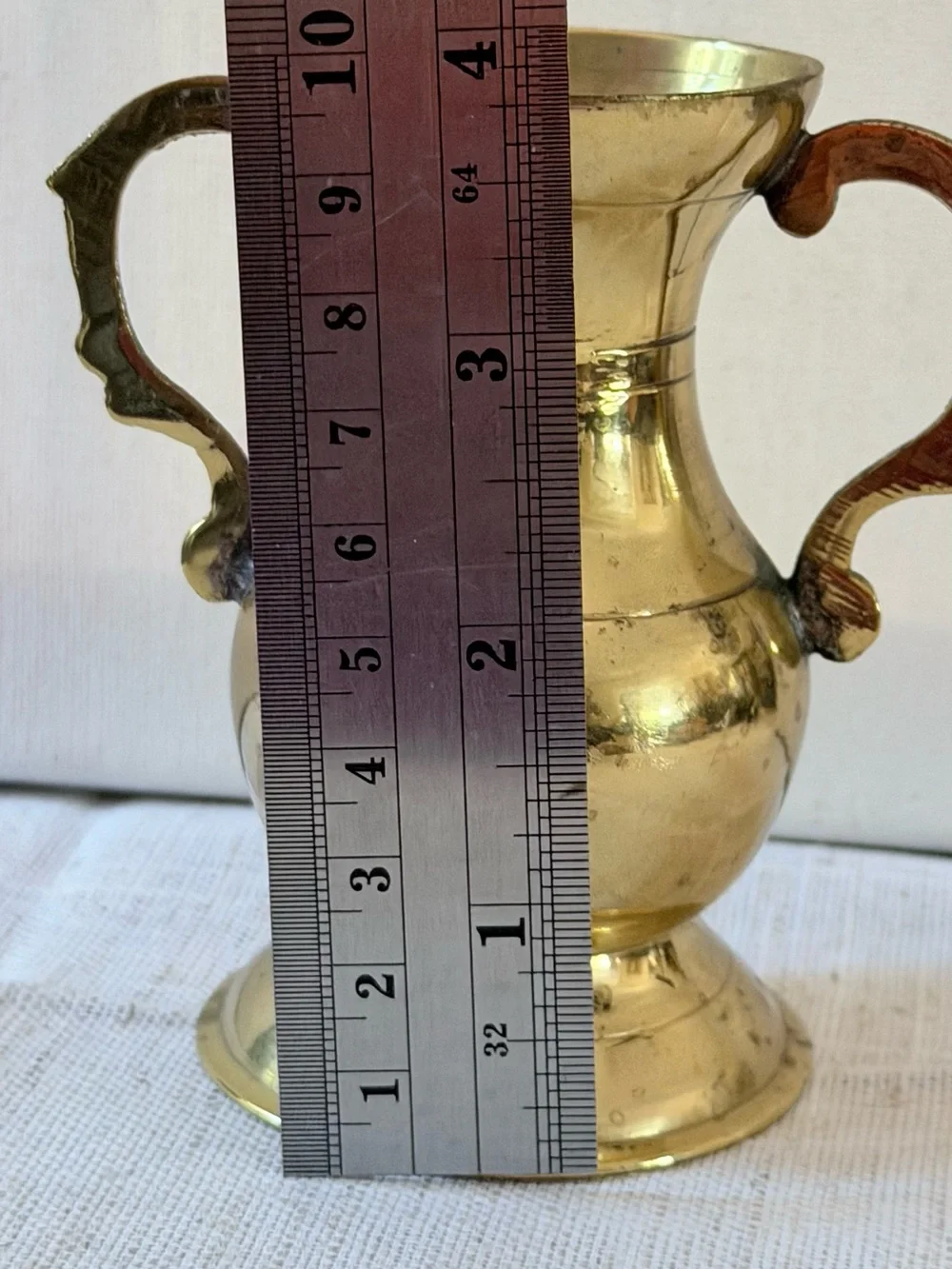 Brass Double-Handled Decorative Vase - Gold Finish